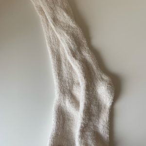 American Eagle white knee high fuzzy socks